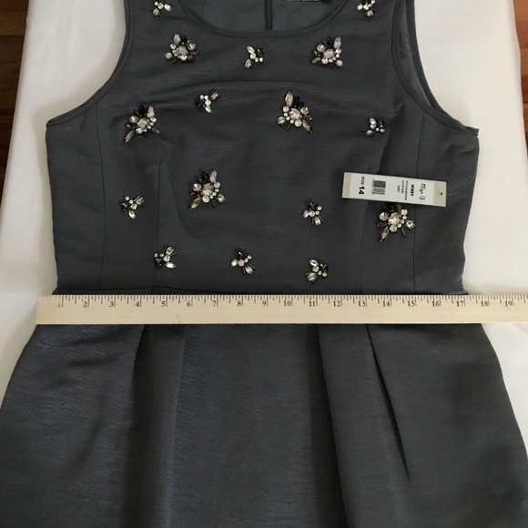 ELIZA J Jeweled Rhinestone Cocktail Dress Gray Women’s Plus Size 14 - Picture 14 of 16